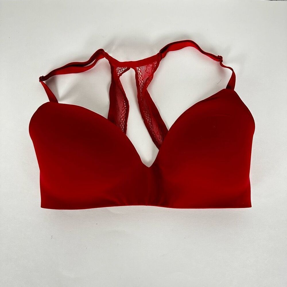 Victoria's Secret Red T-Shirt Lightly Lined Wireless Bra 32DD
